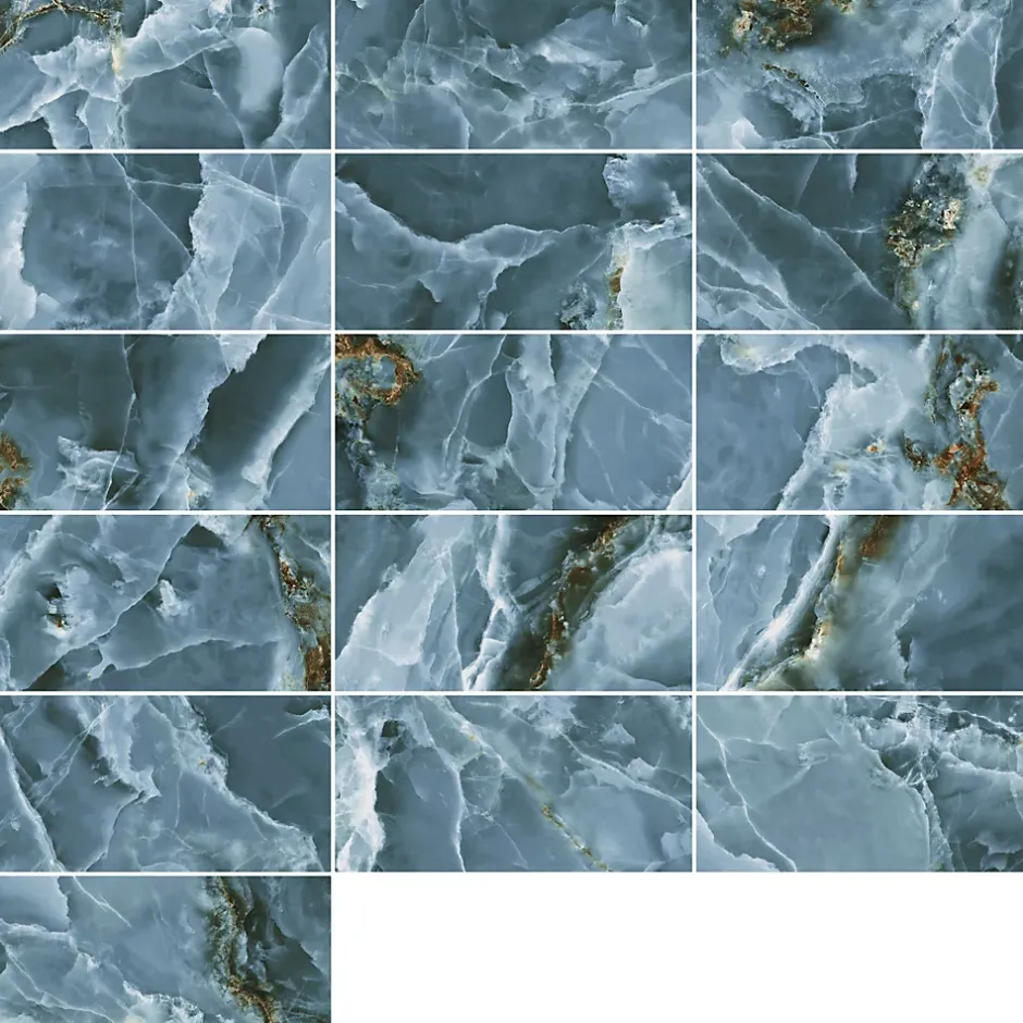 Carrelage sol et mur intérieur effet marbre bleu poli L.120 x l.60 cm x ép.10,5 mm, Iceland- Hot