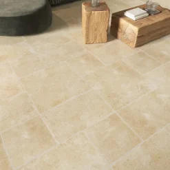 Carrelage sol et mur intérieur effet pierre ivoire mat L.30 x l.30 cm x ép.9 mm, Sunstone