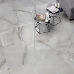 Carrelage sol et mur intérieur effet marbre blanc brillant L.60 x l.60 cm x ép.9 mm, Harvey- Outlet