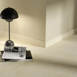 Carrelage sol et mur intérieur en grès cérame émaillé beige effet travertin mat L.119,8 x l.60 cm x ép.7,4 mm, Traverno- Discount