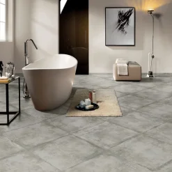 Carrelage sol et mur intérieur en grès cérame émaillé effet béton gris L.60 x l.60 cm x ép.8 mm Malt- Best