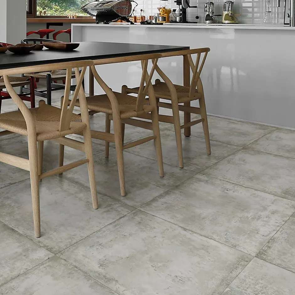 Carrelage sol et mur intérieur en grès cérame émaillé effet béton gris L.60 x l.60 cm x ép.8 mm Malt- Best