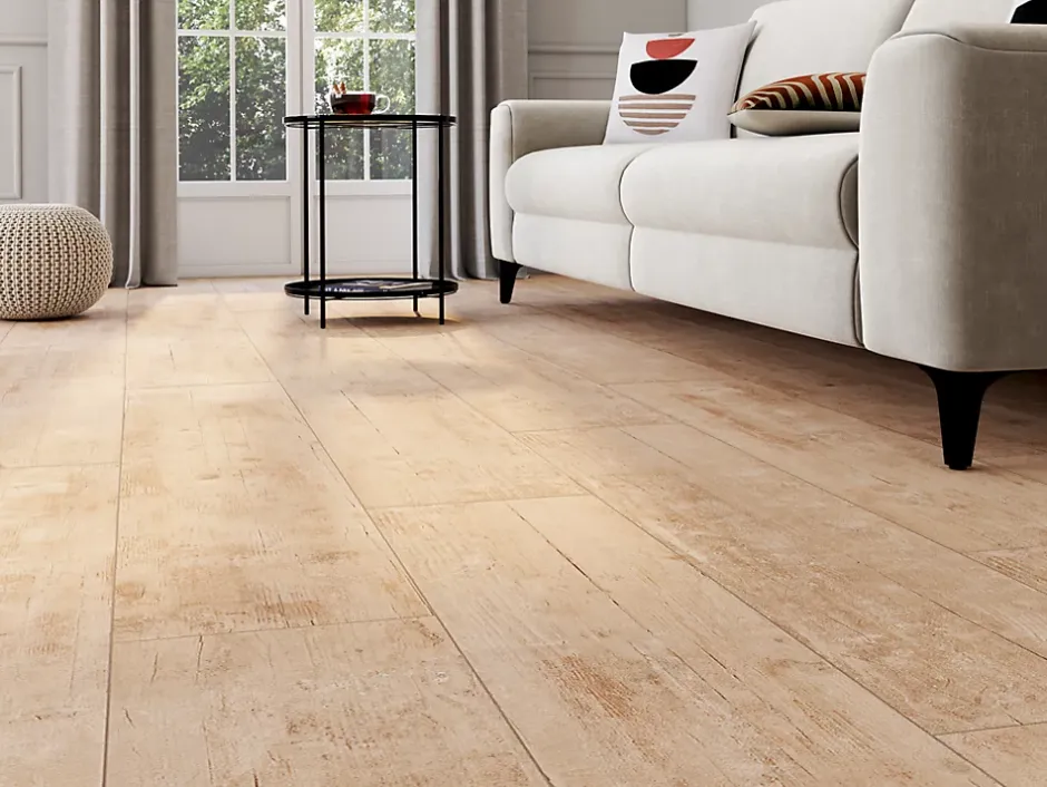 Carrelage sol et mur intérieur effet bois brut L.120 x l.23 cm x ép.9,7 mm, Endor- Discount