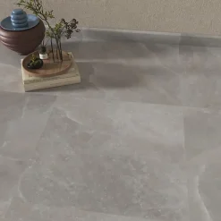 Carrelage sol et mur intérieur gris clair effet pierre L.60,4 x l.60 cm x ép.7,4 mm, Himalaya-