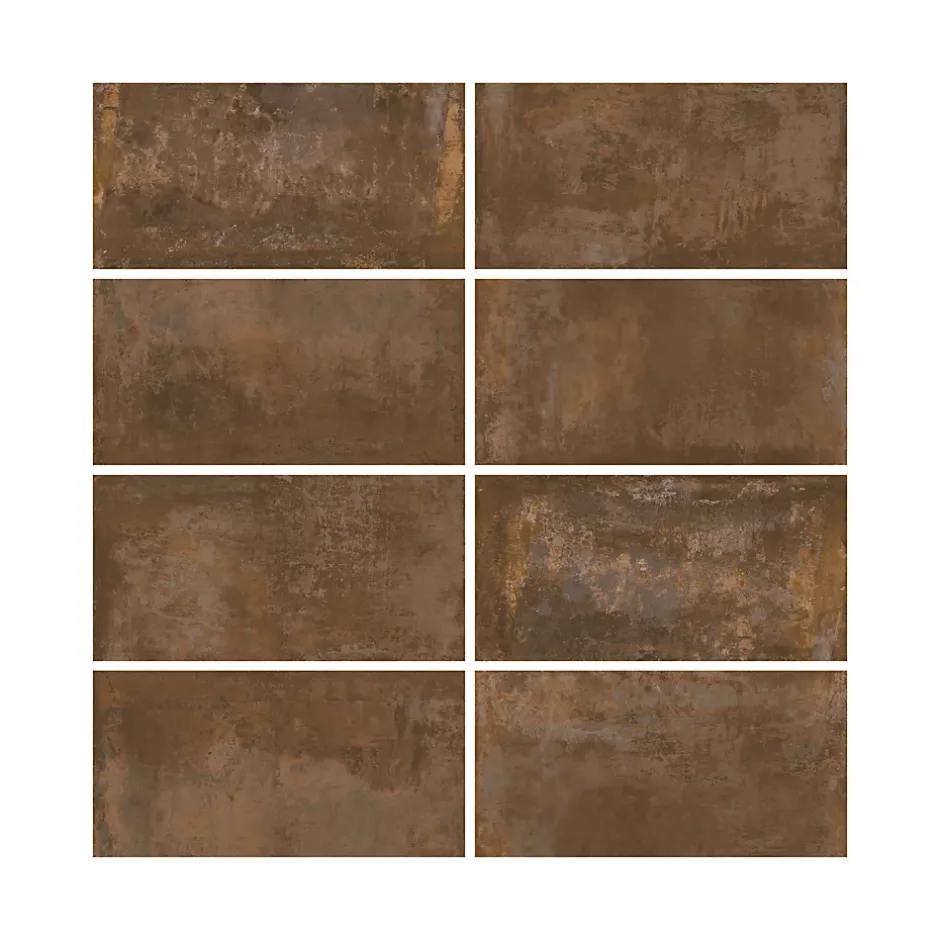 Carrelage sol et mur intérieur en grès cérame émaillé effet béton marron cuivré satin L.61 x l.31 cm x ép.8 mm, Malt