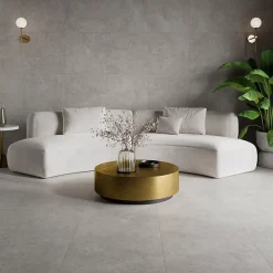 Ecoceramic Carrelage sol et mur intérieur en grès cérame émaillé effet pierre gris mat L.60 x l.60 cm x ép.8,5 mm, Basilea