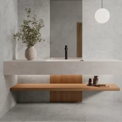 Ecoceramic Carrelage sol et mur intérieur en grès cérame émaillé effet pierre gris mat L.60 x l.60 cm x ép.8,5 mm, Basilea