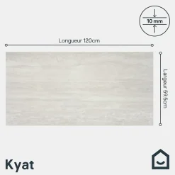 Carrelage sol et mur intérieur gris effet pierre L.59,5 x l.120 cm x ép.10 mm, Kyat-GoodHome
