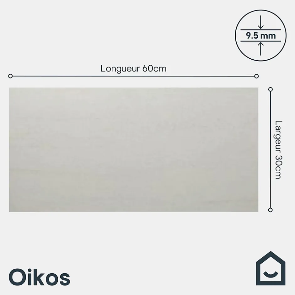 GoodHome Carrelage sol et mur intérieur ivoire effet pierre L.60 x l.30 cm x ép.9,5 mm, Oikos