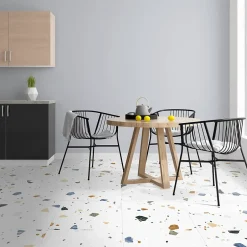 Carrelage sol et mur intérieur effet terrazzo L.60 x l.60 cm x ép.10 mm, Neotech Terazo