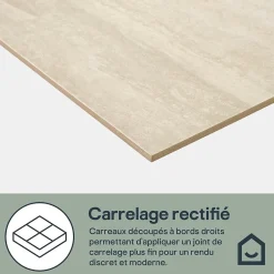 GoodHome Carrelage sol et mur intérieur effet pierre beige L.120 x l.59,5 cm x ép.10 mm, Kyat