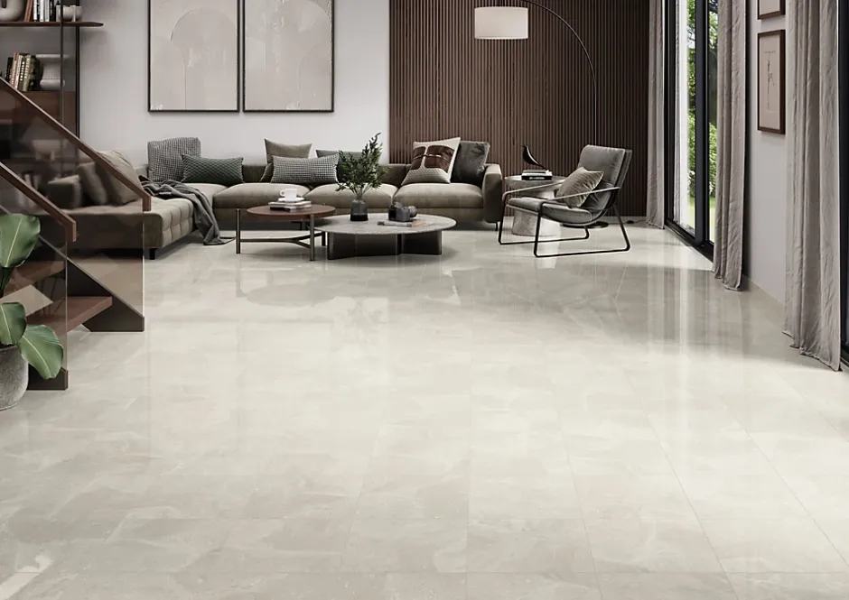 Carrelage sol et mur intérieur effet marbre gris L.33,3 x l.33,3 cm x ép.9,1 mm, Chelsea- Hot