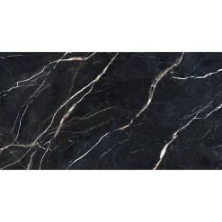 Carrelage sol et mur intérieur en grès cérame effet marbre noir et doré L.120 x l.60 cm x ép.9 mm, Moonlight-Baldocer Hot