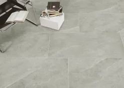 Carrelage sol et mur intérieur gris mat effet pierre L.120 x l.60 cm x ép.9 mm, Limestone- Sale