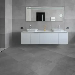 Carrelage sol et mur intérieur gris mat effet béton L.61,6 x l.61,6 cm x ép.8,5 mm, Konkrete-GoodHome Outlet