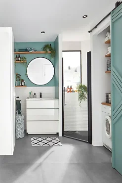 Carrelage sol et mur intérieur gris mat effet béton L.61,6 x l.61,6 cm x ép.8,5 mm, Konkrete-GoodHome Outlet