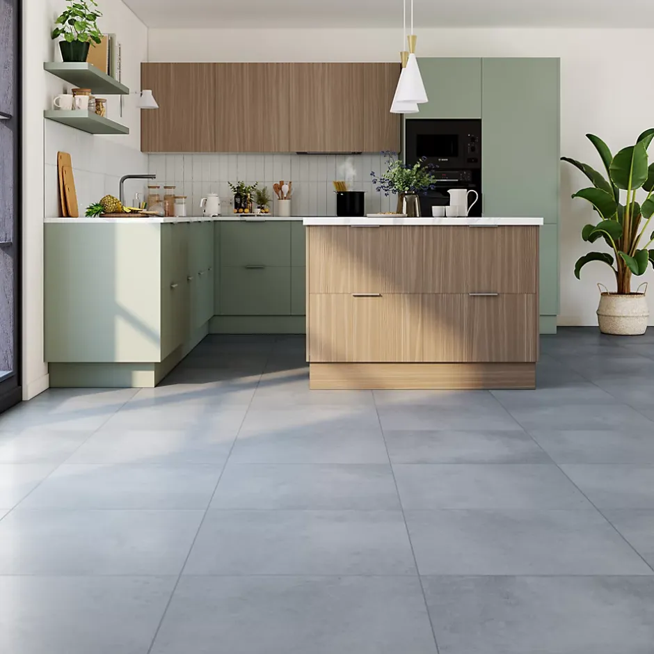 Carrelage sol et mur intérieur effet béton gris L.60 x l.60 cm x ép.10 mm, Newport- Outlet