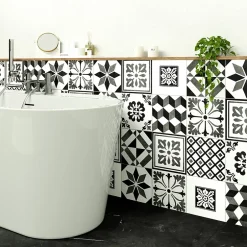 GoodHome Carrelage sol et mur intérieur effet carreau de ciment tons gris L.20 x l.20 cm x ép.8,2 mm, Konkrete