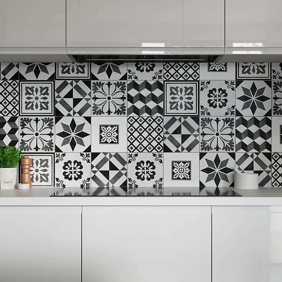 GoodHome Carrelage sol et mur intérieur effet carreau de ciment tons gris L.20 x l.20 cm x ép.8,2 mm, Konkrete