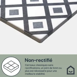 GoodHome Carrelage sol et mur intérieur effet carreau de ciment tons gris L.20 x l.20 cm x ép.8,2 mm, Konkrete