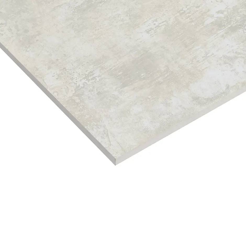Carrelage sol et mur intérieur en grès cérame émaillé effet béton blanc satin L.60 x l.60 cm x ép.8 mm, Malt