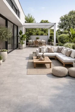 Carrelage sol et mur intérieur / extérieur effet béton antidérapant R11 Arbia Grey l.60 X L.60 cm rectifié 1er choix-Cristacer Best