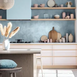 Carrelage sol et mur intérieur bleu océan L.20 x l.20 cm x ép.7,4 mm, Glamour Océan