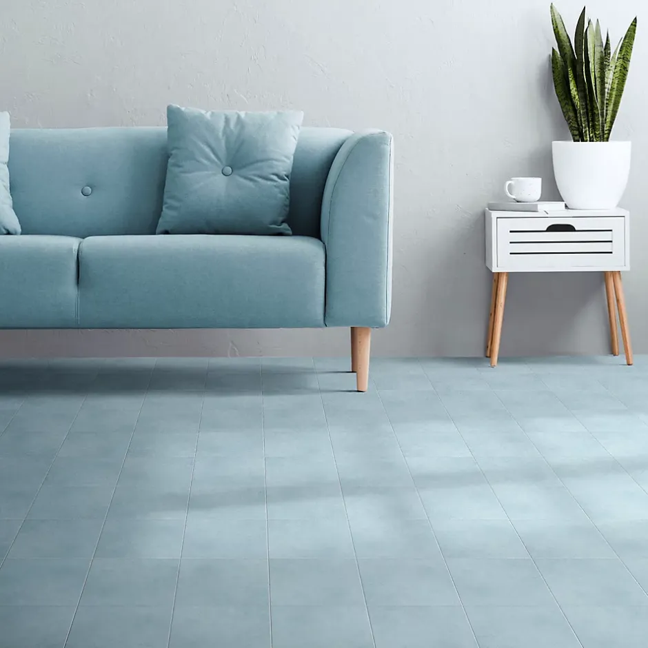 Carrelage sol et mur intérieur bleu océan L.20 x l.20 cm x ép.7,4 mm, Glamour Océan