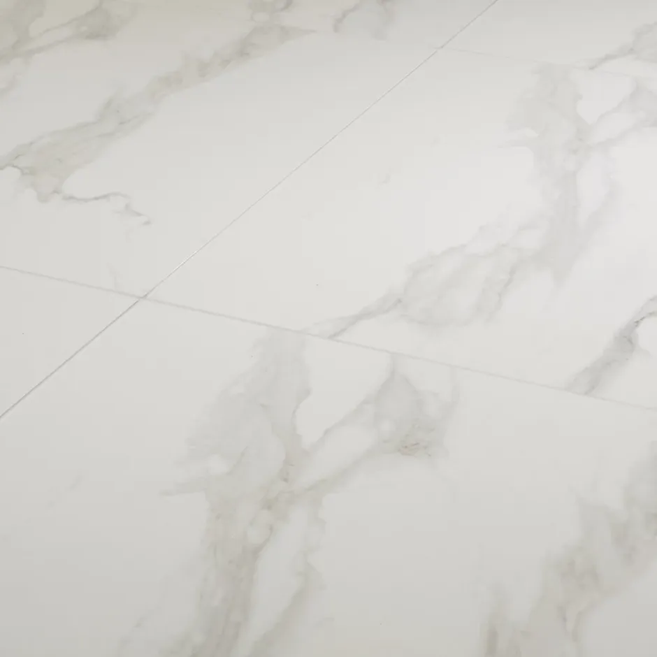 GoodHome Carrelage sol et mur intérieur effet marbre blanc mat L.60 x l.60 cm x ép.9 mm, Ultimate Marble