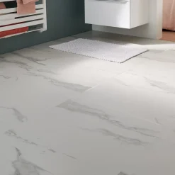 GoodHome Carrelage sol et mur intérieur effet marbre blanc mat L.60 x l.60 cm x ép.9 mm, Ultimate Marble