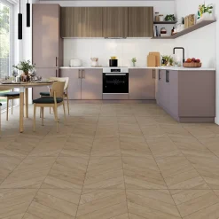 Carrelage sol et mur intérieur effet bois chevron mat L.60 x l.60 cm x ép.9 mm, Baku