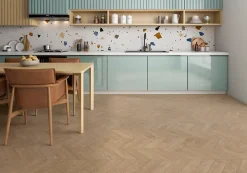 Carrelage sol et mur intérieur effet bois chevron mat L.60 x l.60 cm x ép.9 mm, Baku