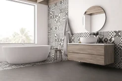 Carrelage sol et mur intérieur gris foncé effet ciment L.20 x l.20 cm x ép.7,4 mm, Glamour Slate