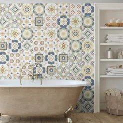 Carrelage sol et mur intérieur effet carreaux de ciment multicolores L.20 x l.20 cm x ép.7,4 mm, Liberty Multico