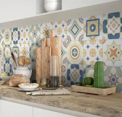 Carrelage sol et mur intérieur effet carreaux de ciment multicolores L.20 x l.20 cm x ép.7,4 mm, Liberty Multico