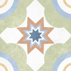 Carrelage sol et mur intérieur effet carreaux de ciment multicolores L.20 x l.20 cm x ép.7,4 mm, Liberty Multico