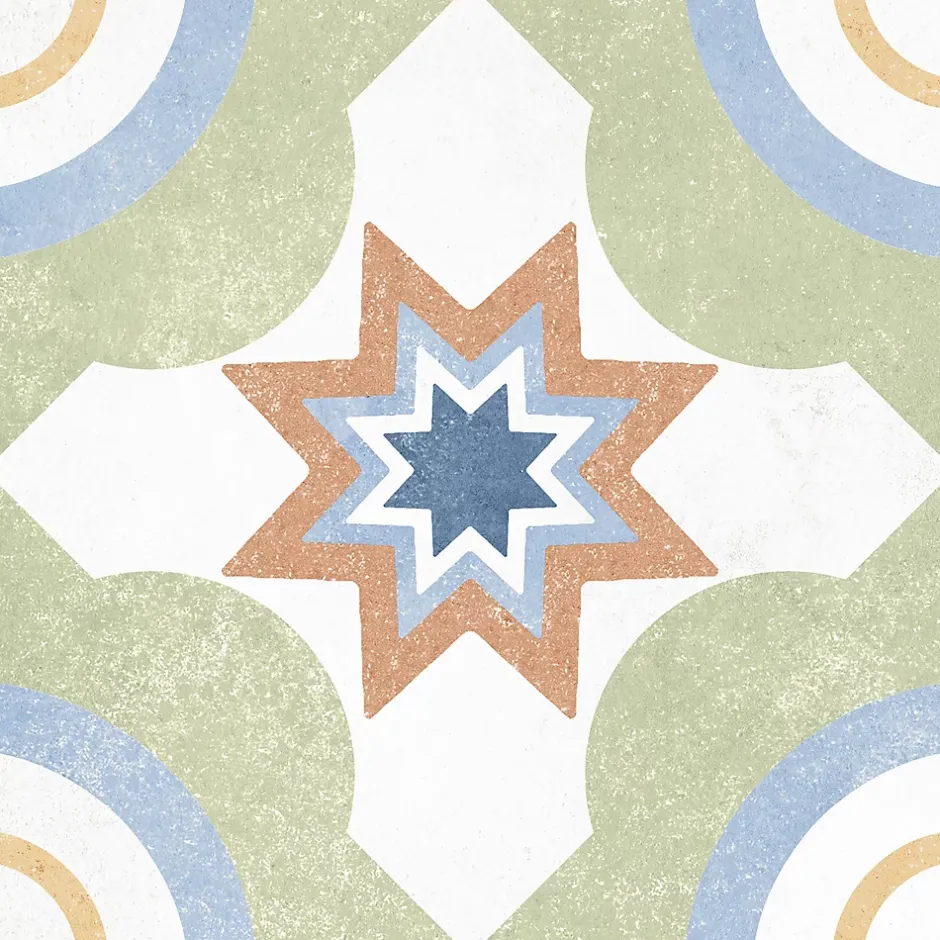 Carrelage sol et mur intérieur effet carreaux de ciment multicolores L.20 x l.20 cm x ép.7,4 mm, Liberty Multico