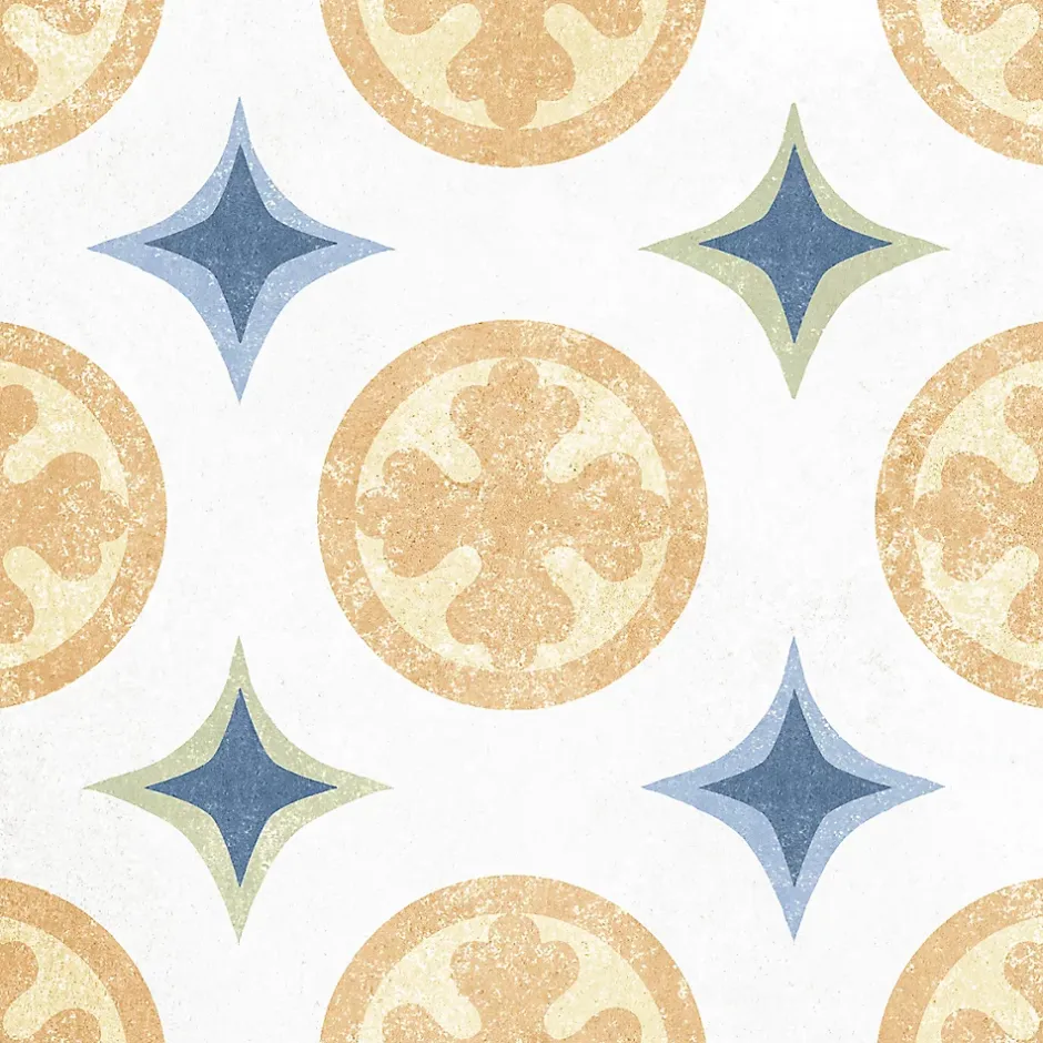 Carrelage sol et mur intérieur effet carreaux de ciment multicolores L.20 x l.20 cm x ép.7,4 mm, Liberty Multico