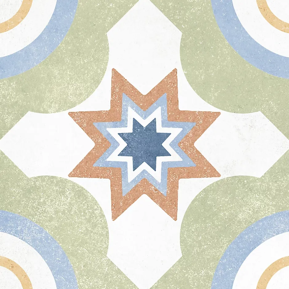 Carrelage sol et mur intérieur effet carreaux de ciment multicolores L.20 x l.20 cm x ép.7,4 mm, Liberty Multico