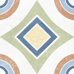 Carrelage sol et mur intérieur effet carreaux de ciment multicolores L.20 x l.20 cm x ép.7,4 mm, Liberty Multico