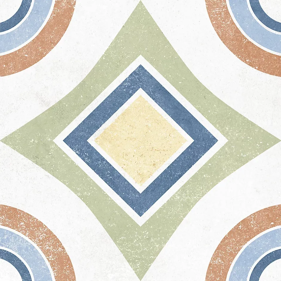 Carrelage sol et mur intérieur effet carreaux de ciment multicolores L.20 x l.20 cm x ép.7,4 mm, Liberty Multico