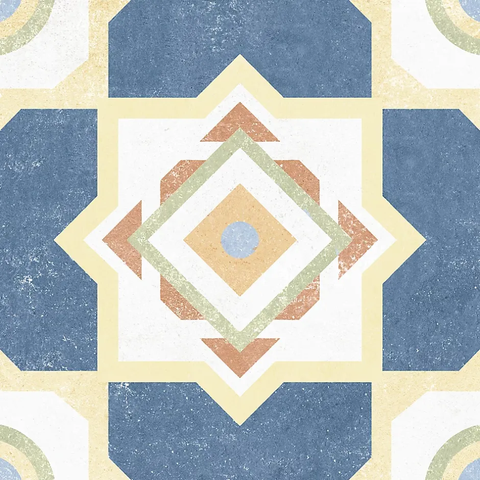 Carrelage sol et mur intérieur effet carreaux de ciment multicolores L.20 x l.20 cm x ép.7,4 mm, Liberty Multico