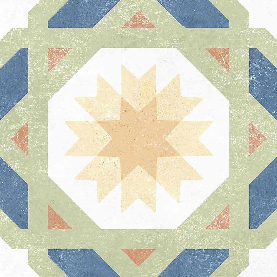 Carrelage sol et mur intérieur effet carreaux de ciment multicolores L.20 x l.20 cm x ép.7,4 mm, Liberty Multico