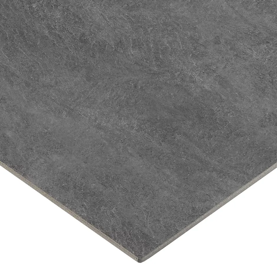 Carrelage sol et mur intérieur effet béton gris foncé L.60 x l.60 cm x ép.7,4 mm, Mitha- Best