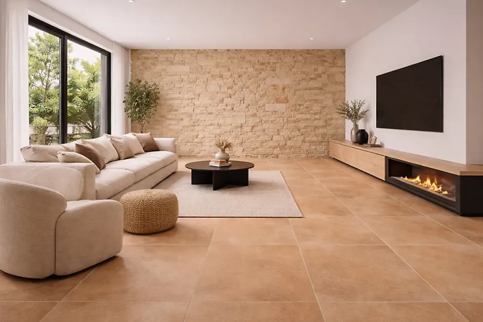 Vitacer Carrelage sol et mur intérieur / extérieur effet terre cuite Argile Terra l.100 X L.100 cm rectifié 1er choix. UPEC