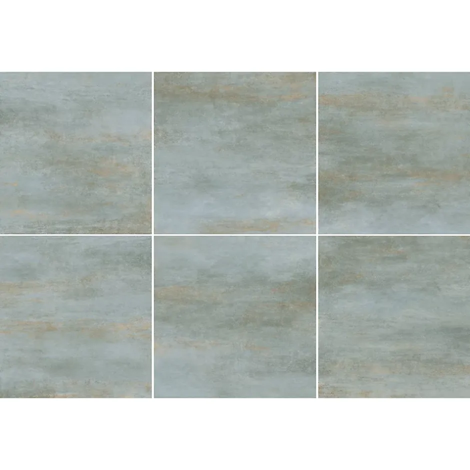 Carrelage sol et mur intérieur en grès cérame effet béton vert sauge mat L.61 x l.61 cm x ép.7,4 mm, Upper-Gresmalt Hot