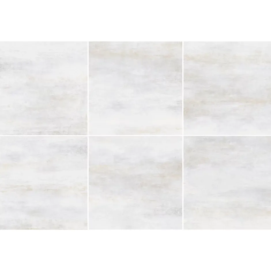 Carrelage sol et mur intérieur en grès cérame effet béton blanc mat L.60 x l.60 cm x ép.7,4 mm, Upper-Gresmalt Outlet