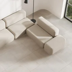 Carrelage sol et mur intérieur en grès cérame effet béton blanc mat L.60 x l.60 cm x ép.7,4 mm, Upper-Gresmalt Outlet