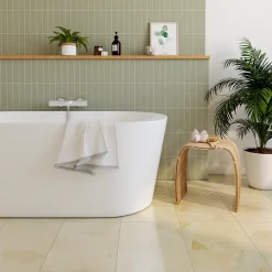 Carrelage sol et mur intérieur effet mabre beige brillant L.33,3 x l.33,3 cm x ép.9,1 mm, Chelsea-