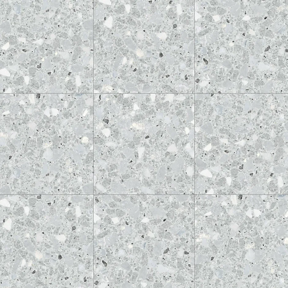 Aelle Carrelage Carrelage sol extérieur antidérapant effet terrazzo 80x80 cm MONACO R GRIS ANTIDESLIZANTE